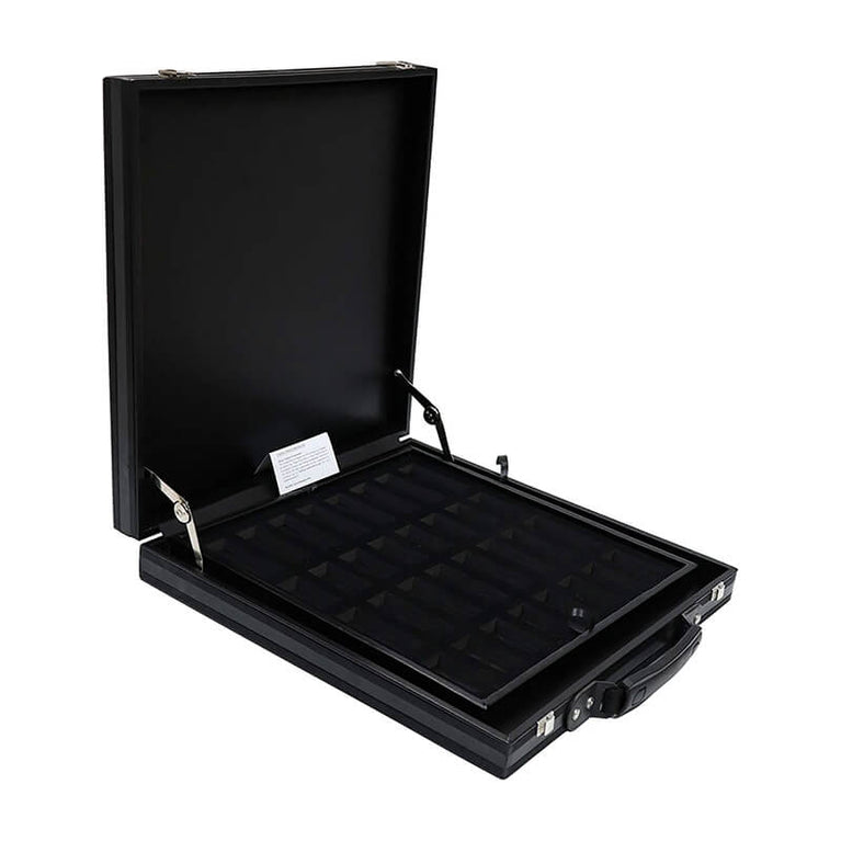 15" Black and Fossil Coral Chess Set (With Storage Box)