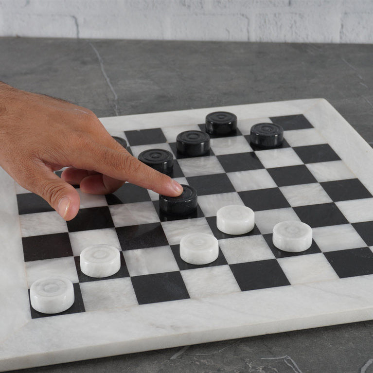 15 Inches Checkers Set - White & Black