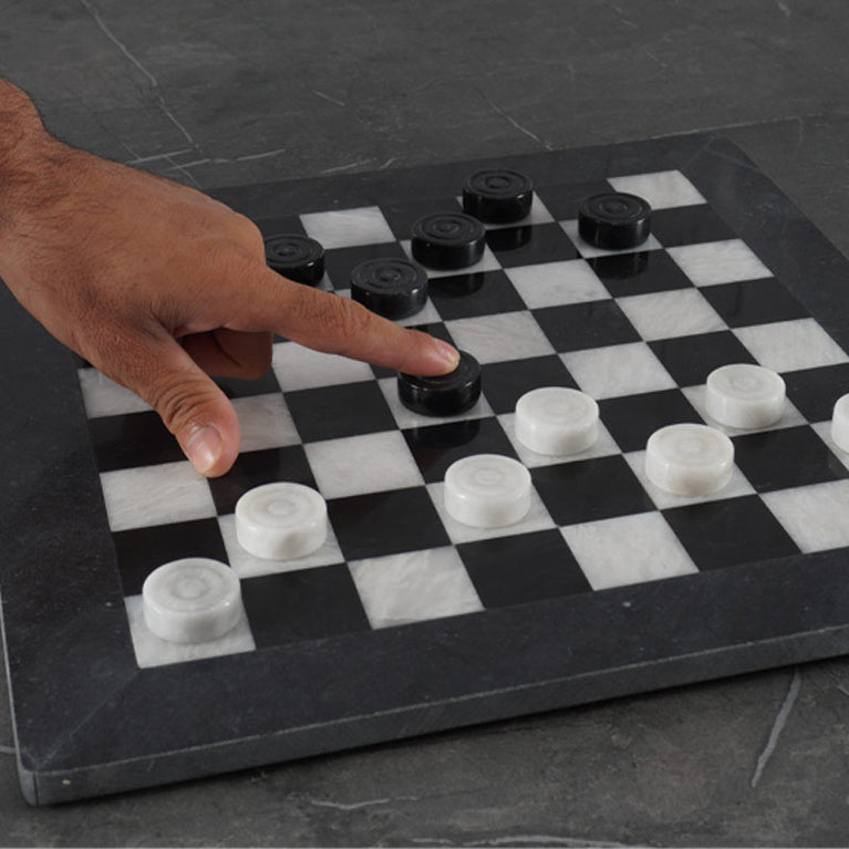 15 Inches Checkers Set - Black & White