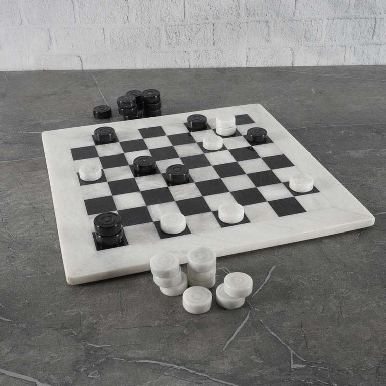 15 Inches Checkers Set - White & Black