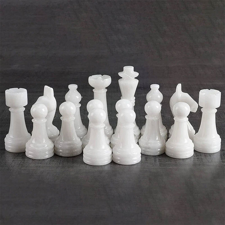 Marble Oceanic and White Chess Pieces