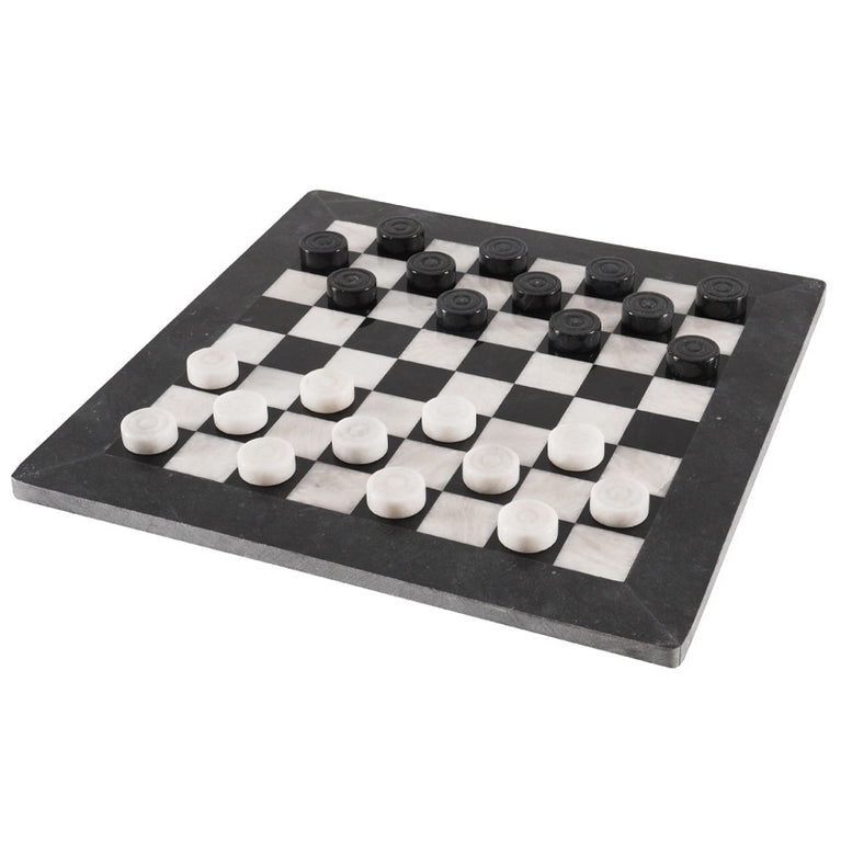 15 Inches Checkers Set - Black & White