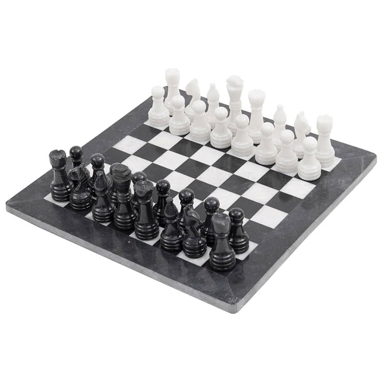 Black and White 15" High Quality Marble Full Chess Set