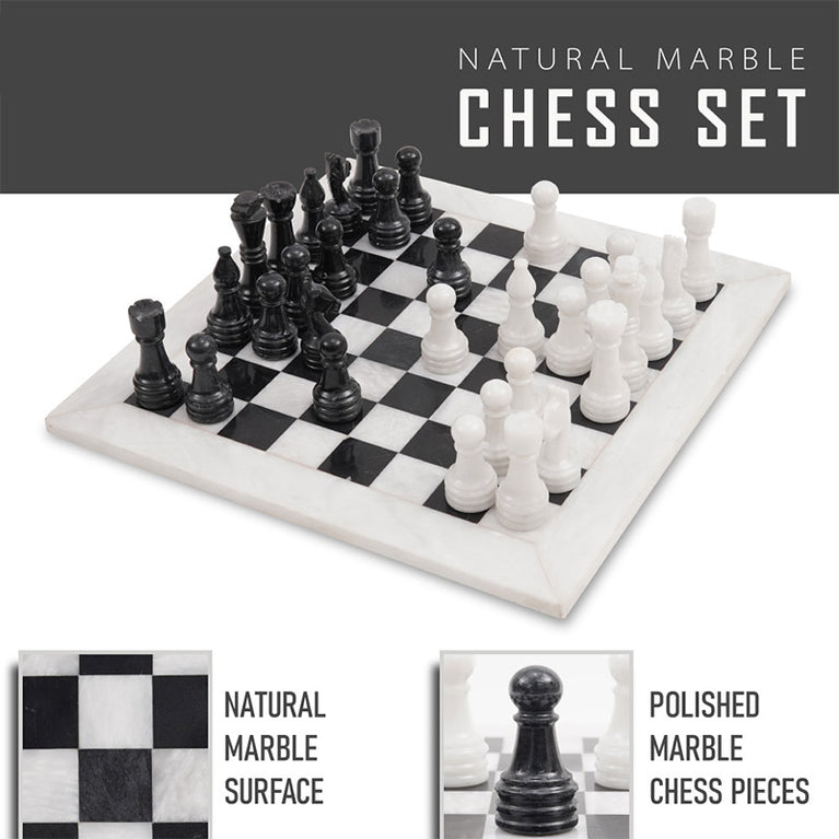 15" White and Black Chess Set (With Storage Box)