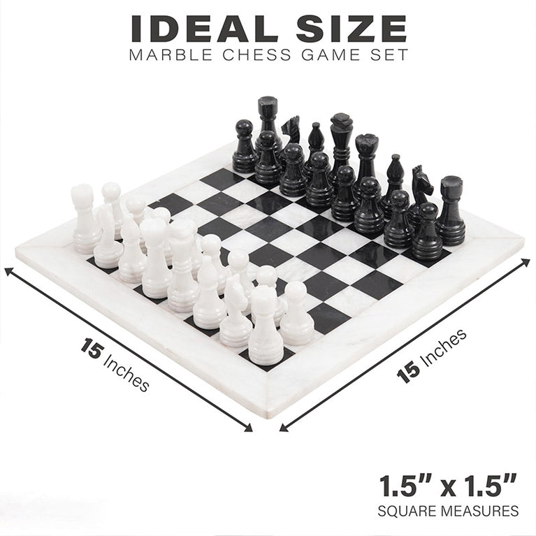 15" White and Black Chess Set (With Storage Box)