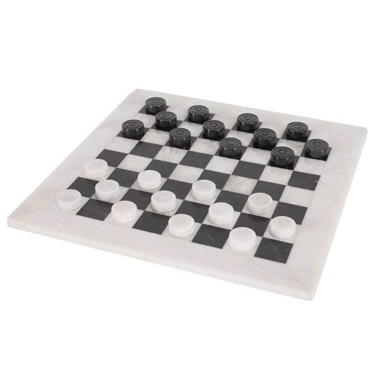 15 Inches Checkers Set - White & Black