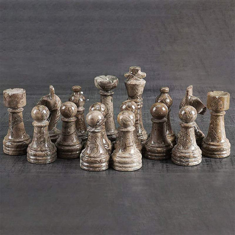 Marble Oceanic and White Chess Pieces