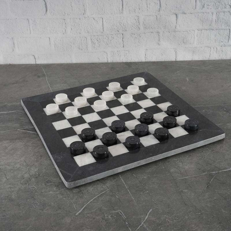 15 Inches Checkers Set - Black & White