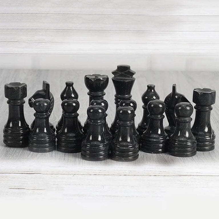 Marble Black & Multi Green Premium Quality Chess Pieces