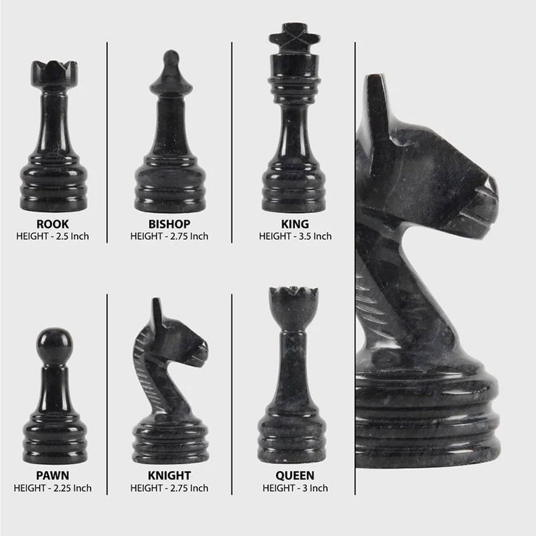 Black and White Natural Marble Chess Pieces