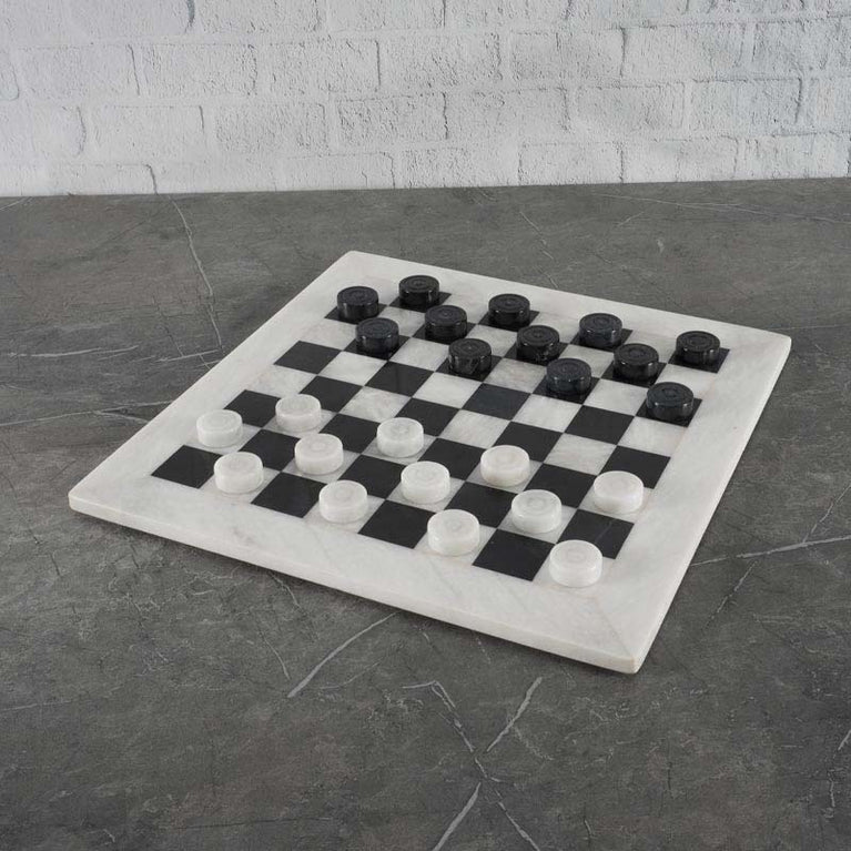 15 Inches Checkers Set - White & Black