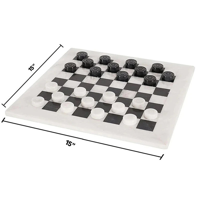 15 Inches Checkers Set - White & Black