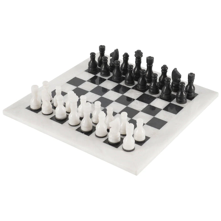 White and Black 12" High Quality Marble Chess Set