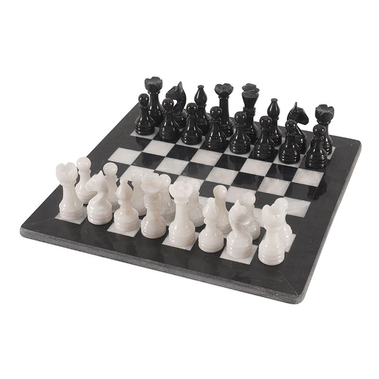 Black and White 12" High Quality Marble Chess Set