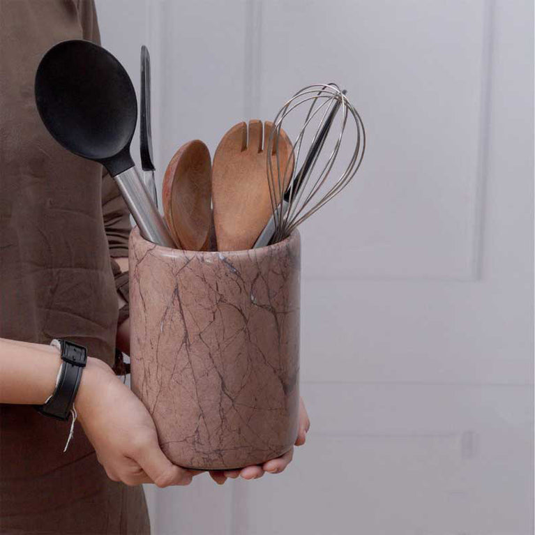 Handcrafted Marble Utensil Holder